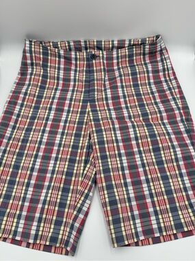 RALPH, Ralph Lauren Women’s Plaid Cotton Blend Shorts - Red, Navy, Yellow, Green